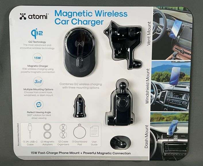 Brand New Atomi Magnetic Wireless Car Charger. 3 mounting options & Wireless charging freedom in your car with Qi fast charging technology.