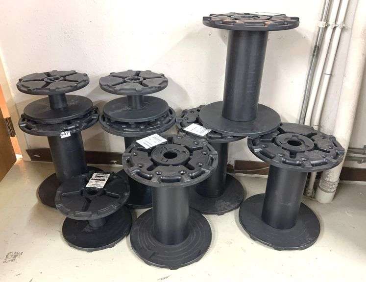 9 Asst. Plastic Spools. Largest is 16" high. All for one money.