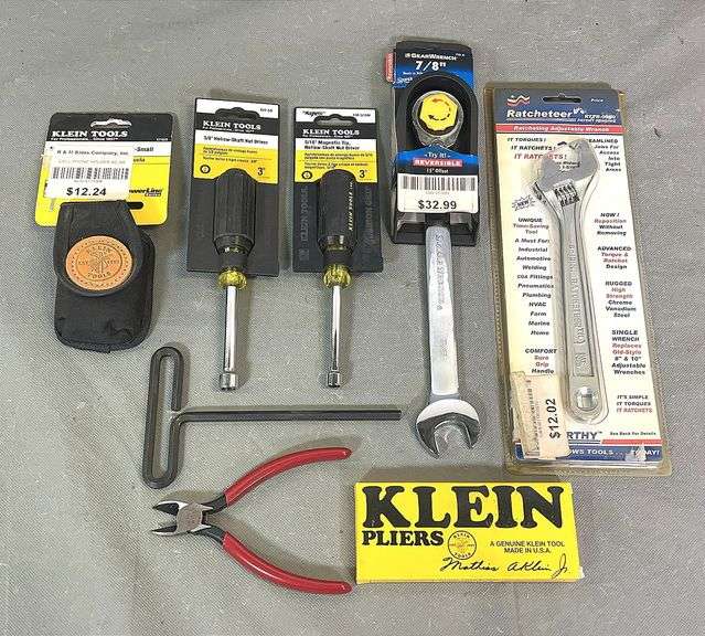 Brand New Gear Wrench 7/8" Offset Wrench, Klein 5 1/2" Pliers, Klein Nut Drivers, Adjustable Wrench & More. All For One Money.