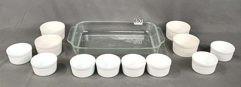 Pyrex 9"x13" Baking Dish & Asst. Ramekins. All for one money.