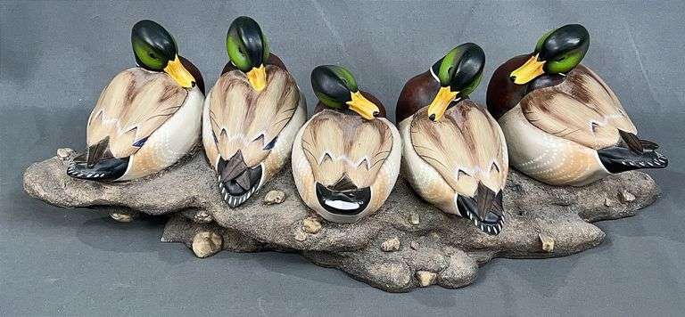 Ducks Unlimited "Bad Boys" By Art LeMay Mallards On Stone Sculpture. 6"x17".