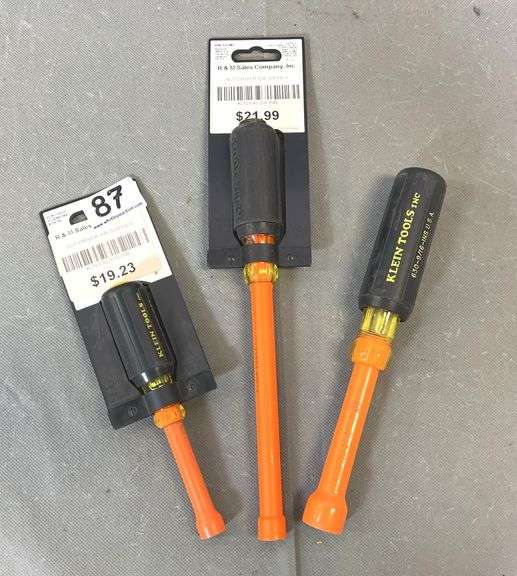 3 Brand New Klein Tools Insulated Nut Drivers, 1000 Volt. (9/16'', 5/16'',3/8'') Three times the money. Total bid price is quantity times bid price.
