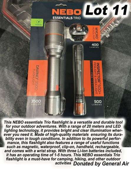 Nebo's Essentials Trio Lights. Value $90