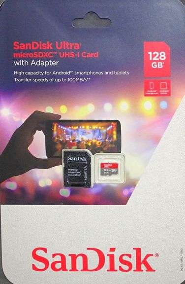 Brand New SanDisk 128 GB Ultra microSDXC UHS-I Cards with Adapter.