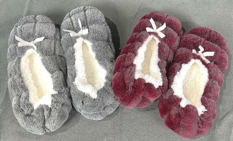 Brand New Super Soft, Fleece Slippers. 2 Pair Gray and Red.  Both for one money.