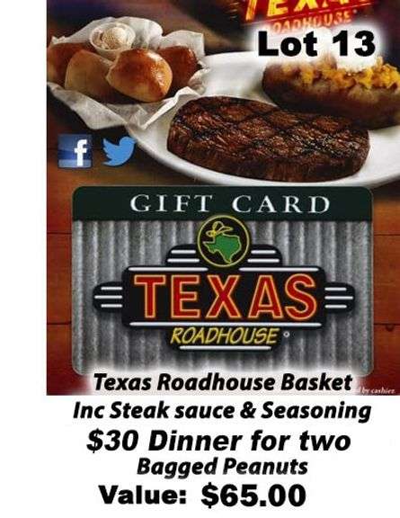 Texas Roadhouse Basket. Value $65