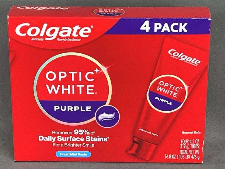 Brand New Colgate 4-Pack Of 4.2 oz  Optic White Purple Fresh Mint Flavor Toothpaste.