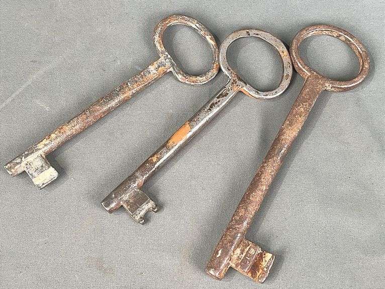 3 Cool Cast Iron Large Skeleton Keys. Longest is 7". All for one money.