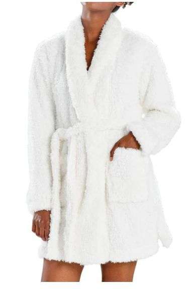 Brand New Ladies Size L/XL, Natori Luxuriously Soft - White Plush Lounge Cardigan/Robe.