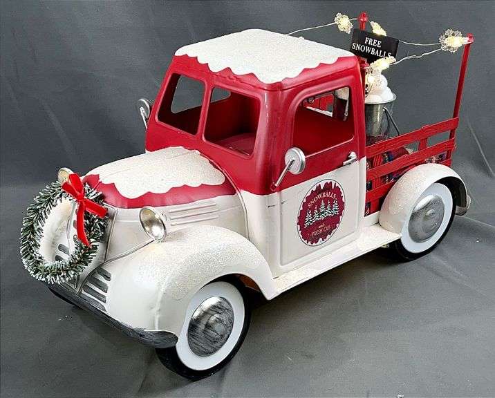 Very Cute Vintage Style "Snowballs" Truck W/ Battery Operated LED Lights, 18" Long.