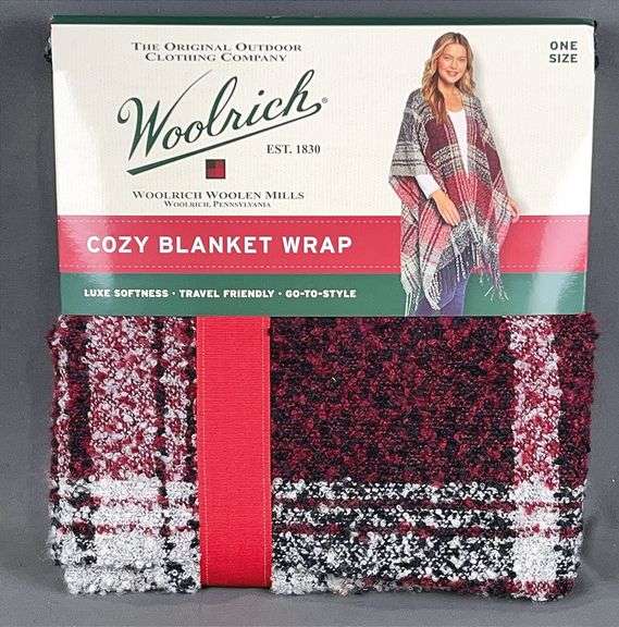 Brand New Ladies Woolrich Reversible "Lydia" Blanket Wrap, MSRP $60. One size fits all.