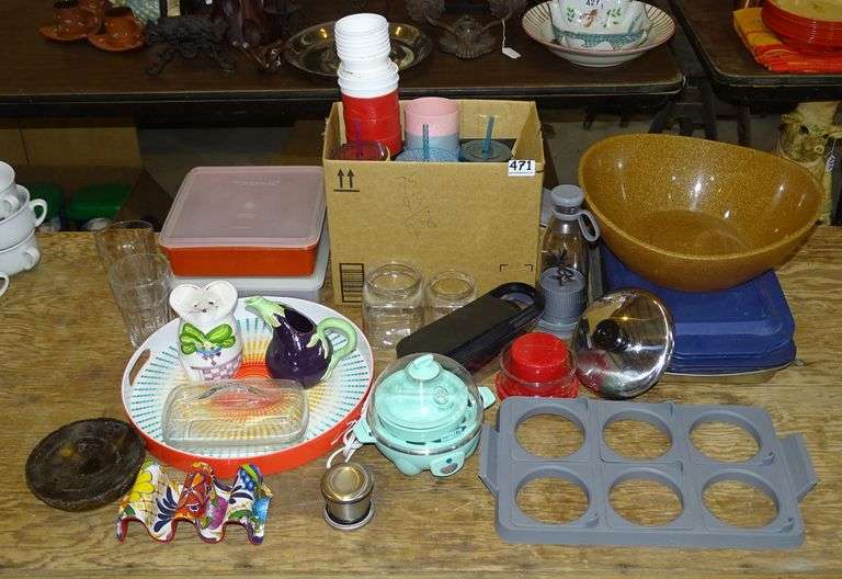 Tupperware, Serving Bowl & Platter, Cups, Taco Holder, Small Eggplant Pitcher, Small Kitchen Appliances & More. All for one money.