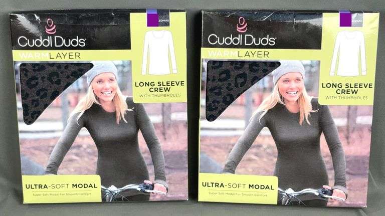 2 Brand New Ladies Size XXL, CuddlDuds Warm Layer "Cheetah" Long Sleeve Crew. 2 Times the money.