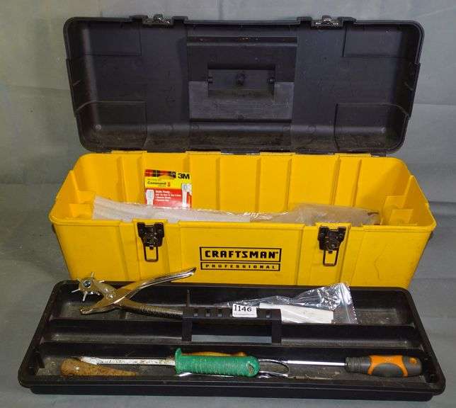 Small Metal Tool Box & Larger Plastic Craftsman Tool Box W/ Asst Tools. All for one money.