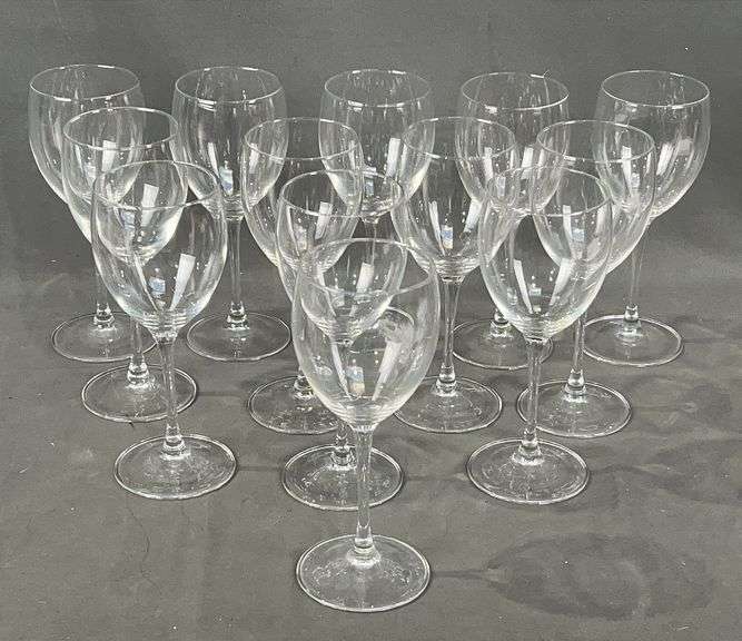 13 Luminarc Made in France 8" Wine Stems. All for one money.