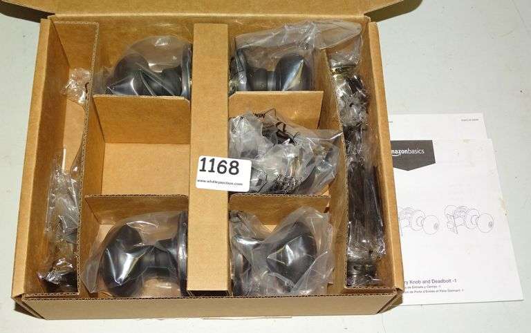 Amazon Basics Entry Knob & Deadbolt Set. This appears to be complete.