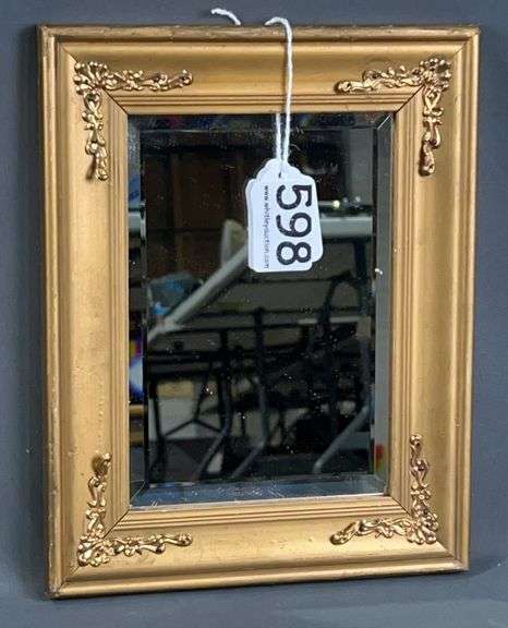 Beveled Gold-Toned Mirror with Filigree Accents, 9"x7"