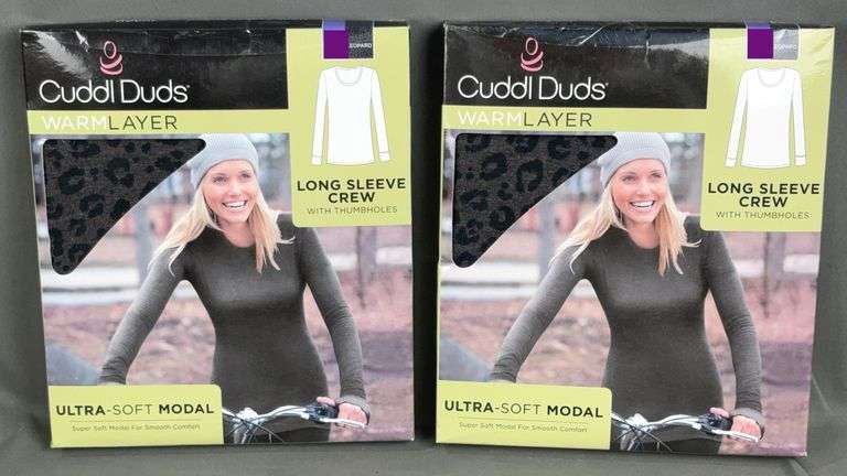 2 Brand New Ladies Size XL, CuddlDuds Warm Layer "Cheetah" Long Sleeve Crew. 2 Times the money.