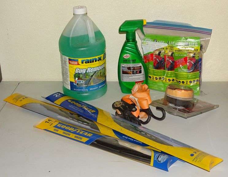 Automotive Cleaning Items, Ratchet Strap, Windshield Wipers & More. All for one money.