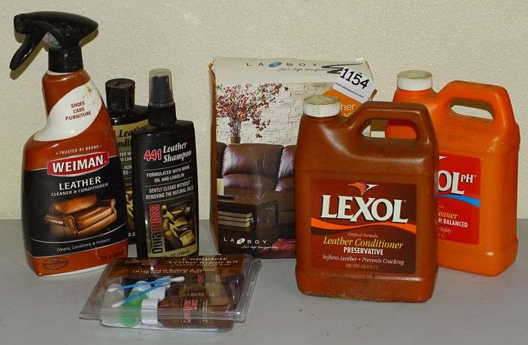 Asst. Leather Care Including Leather Shampoo, Leather Repair Kit & More. All for one money.