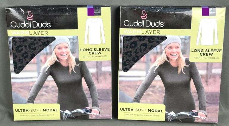 2 Brand New Ladies Size XXL, CuddlDuds Warm Layer "Cheetah" Long Sleeve Crew. 2 Times the money.