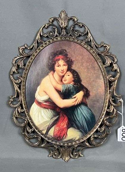 Vintage Victorian-Style Trumeau Wall Mirror with Dual Portraits, 16"x12"