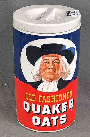 Vintage Quaker Oats Porcelain Cookie Jar - Regal China - "Old Fashioned" Advertising Kitchenware - Famous Oatmeal Cookie Recipe