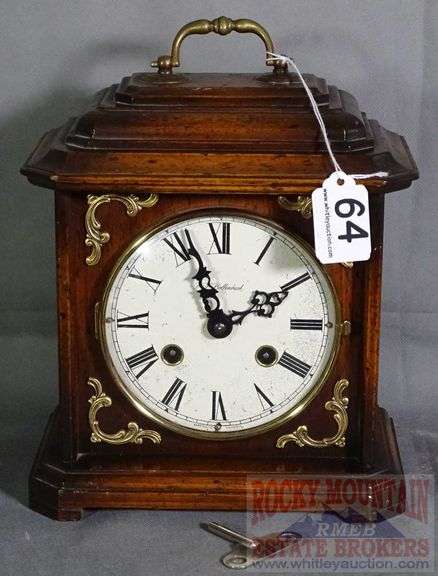 Bollenbach Chiming Mantle Clock with Key & Nice Wood Case with Applied ...