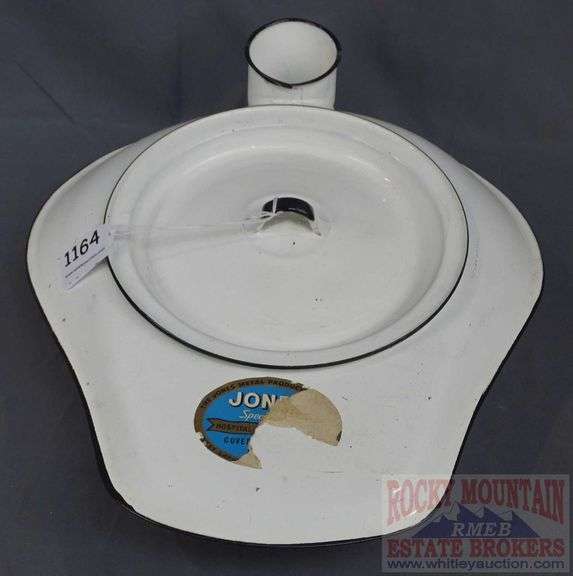 Vintage Enamel Commode with Lid