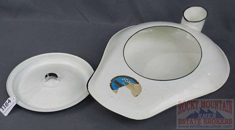 Vintage Enamel Commode with Lid