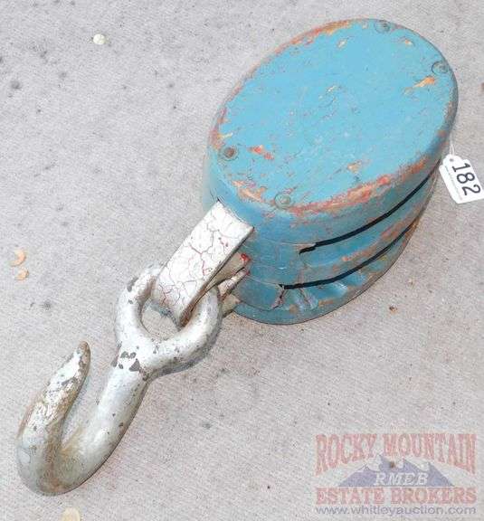 Large Vintage Wood Pulley.