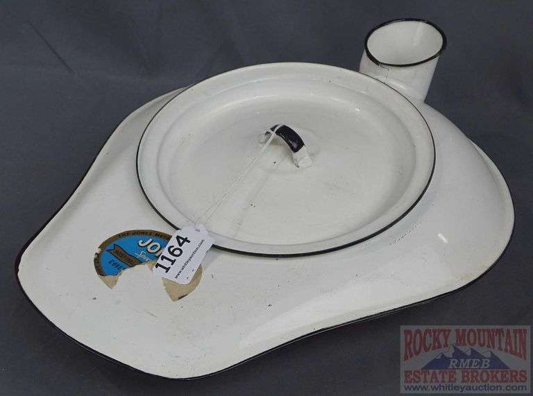 Vintage Enamel Commode with Lid