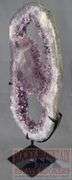 Unique Amethyst Geode Slice on Metal Stand – Elegant Open Design.