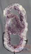 Unique Amethyst Geode Slice on Metal Stand – Elegant Open Design.