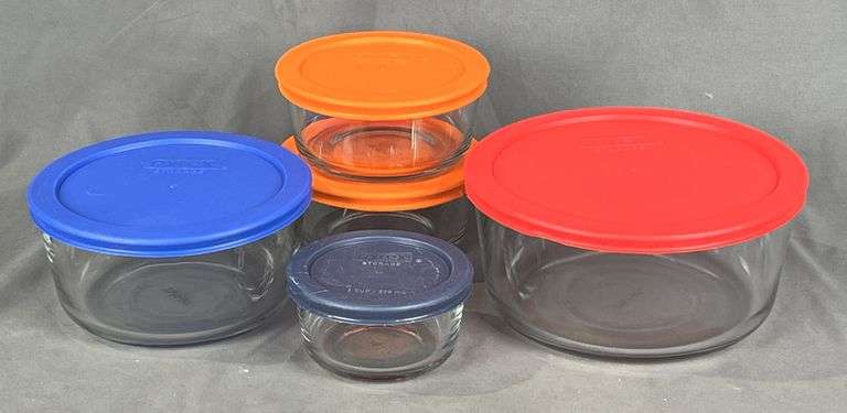 Asst. Pyrex Store It Glass Bowls and Lids. Refrigerator, Freezer and Microwave Safe. All for 1 Money.