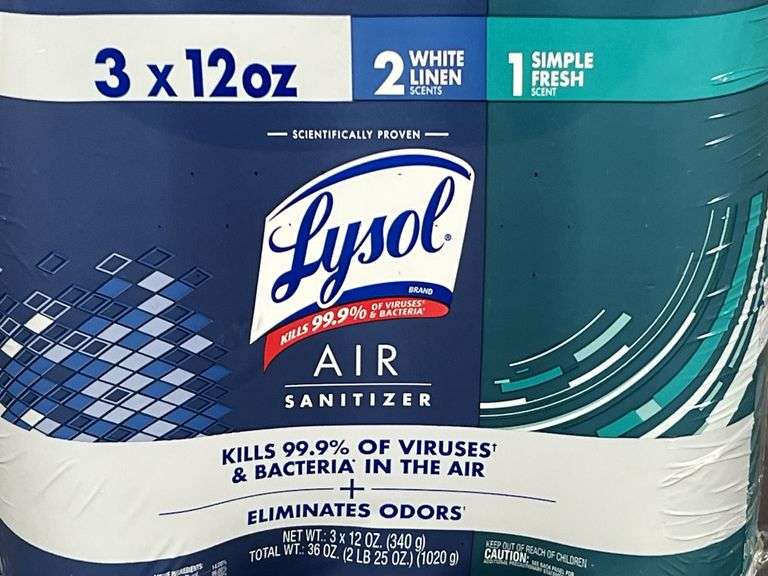 Brand New Lysol Air Sanitizer, White Linen and Simple Fresh Scent.  3 Pack.