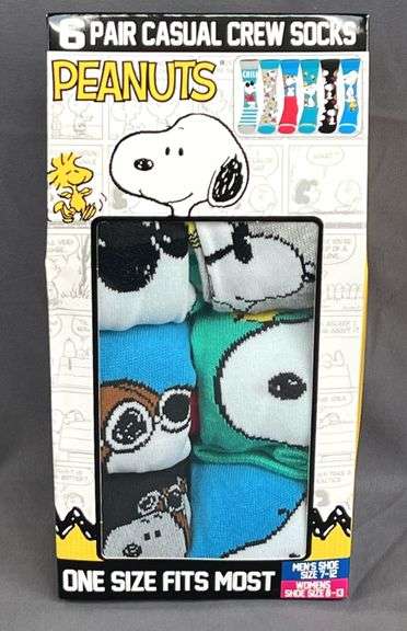 Brand New 6-Pack of "Peanuts" Casual Crew Sock.