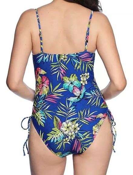 Brand New Loft Ladies Tropical Blue 1-Piece Swimsuit, Size Small. With UPF 50+, removable cups, adjustable straps & 4-way stretch.