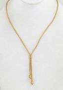 14K Yellow Gold 18" Lariat Necklace, 8.6 grams total weight.