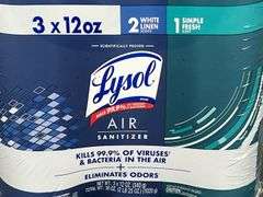 Brand New Lysol Air Sanitizer, White Linen and Simple Fresh Scent.  3 Pack.