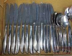 Oneida Stainless Mid-Century Flatware Set Complete for 6 with Serving Pieces, Extra Forks and Knifes. All For One Money.