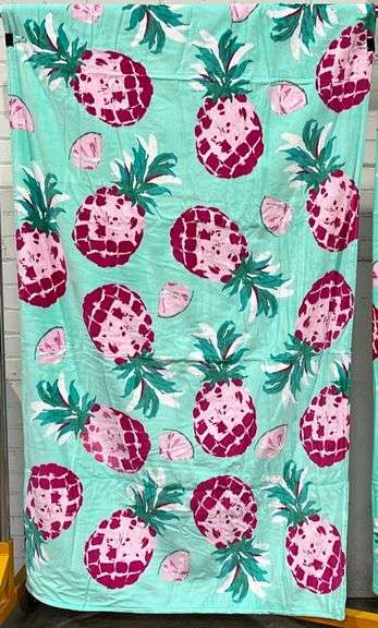 Brand New Christian Siriano Oversized Teal & Pink Pineapple Beach Towel. 40"X70".