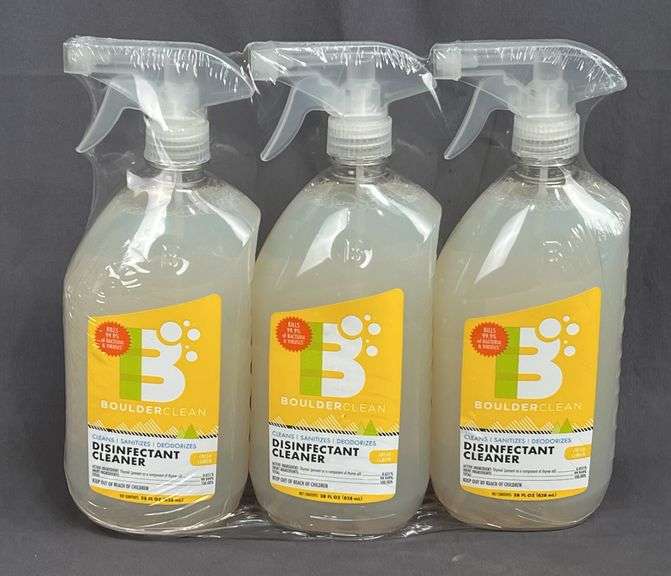 Brand New 3 Pack of BoulderClean Disinfectant Fresh Lemon Scent Cleaner. Three 28-Ounce Bottles - All for one money.