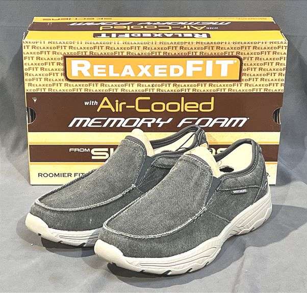 Brand New Men's Size 9.5, Skechers "Charcoal" Creston Relaxed Fit, Memory Foam Slip-On Shoes.