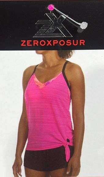 Brand New Zeroxposur Ladies Size Medium Fuschia 2-Piece Side Knot Tankini Swimsuit. MSRP $94.00.