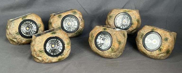 6 Brand New Solar "Rock" 15 Lumen Spot Lights. 4" Long. All for one money.