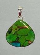 Vibrant Sterling Silver Pendant W/ Bright Green Mojave Turquoise Stone.