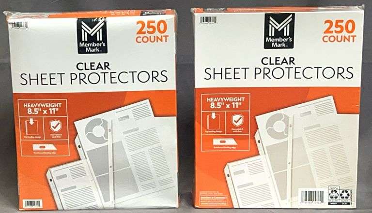 2 Brand New 250-Count Boxes of 8.5"x11" Clear Sheet Protectors. 2 times the money. Total price is quantity times bid price.