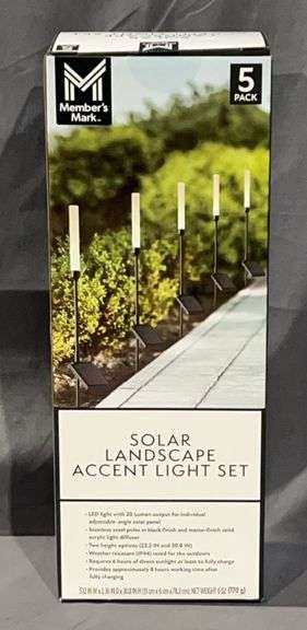 Brand New 5-Pack of Solar 20 Lumen LED Landscape Accent Lights. These are weather resistant & have two height options.
