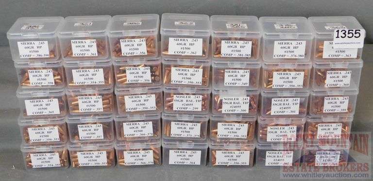 35 Plastic Containers W/ Probably Over 2000 Sierra .243 60 GR Hollow ...